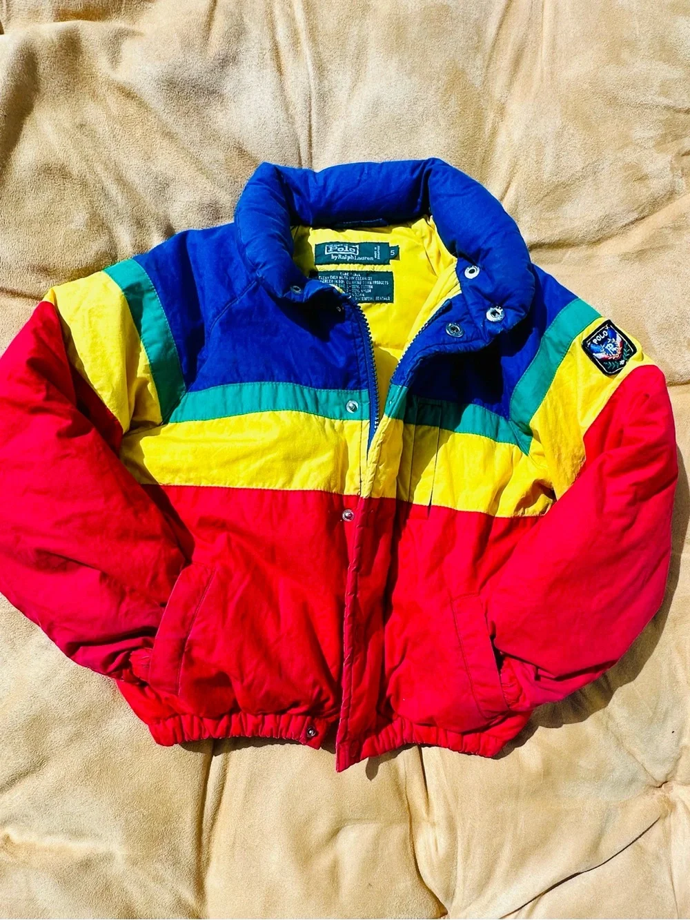 Polo by Ralph Lauren Kids Colorblock Puffer Jacket - Red, Yellow, Blue, Green